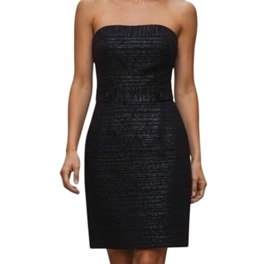 Trina Turk Womens Dress 0 Black Sparkle Strapless Classic Old Money Cocktail LBD